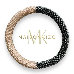 Pulsera nepalí bicolor beige carbón