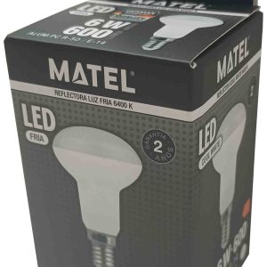 BOMBILLA DE LUZ LED REFLECTORA DE LUZ FRIA DE 6400K. 6W. 600LUMEN. ROSCA DE E-14. R-50. CLASIFICACION ENERGETICA F. DE MATEL 21935.