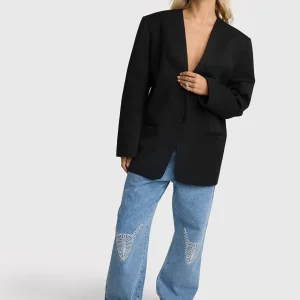 Blazer sin cuello negro Alix the label