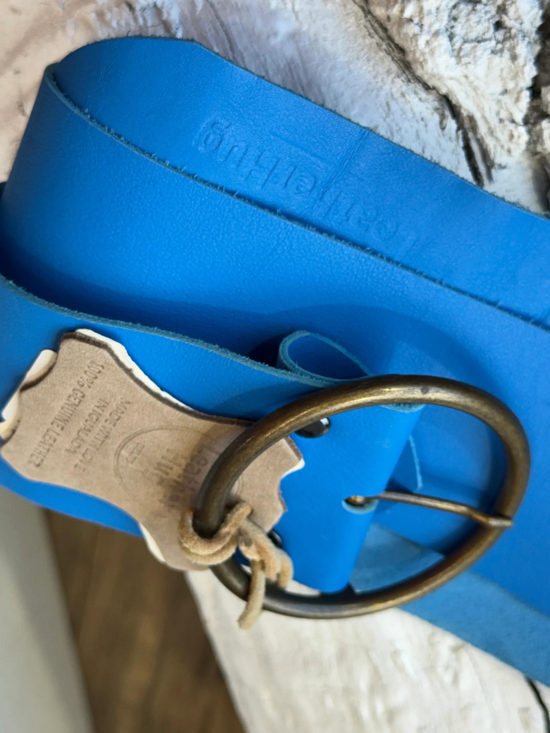 Cinturón piel liso azul Leather Hug - Imagen 4