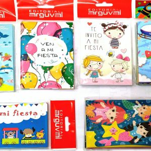 TARJETAS DE INVITACION PARA FIESTA, SURTIDAS EN BLISTER DE 8UU. PRECIO POR BLISTER.
