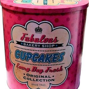 BOTE DE LATA LITOGRAFIA DE CUPCAKES CON TAPA GRANDE. 52212
