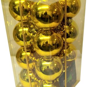 BOLAS DE NAVIDAD DORADA DE 6CM. EN PACK DE 16 UNIDADES.
