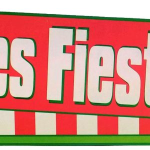 LETREROS NAVIDEÑOS DE CARTON POR AMBAS CARAS MEDIDAS 50X12CM. FELICES FIESTAS Y FELICIDADES.