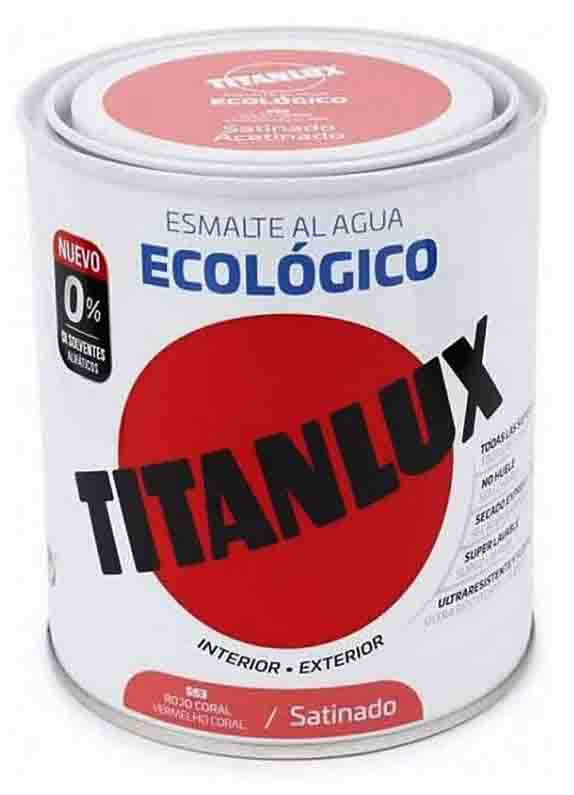 PINTURA ESMALTE AL AGUA ECOLOGICO TITAN 750ML. 553 ROJO CORAL SATINADO ECOLOGICO. - Imagen 3