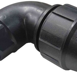ENLACE CODO DE 90º DE Ø 50MMX1.1/2″ MACHO DE POLIETILENO NEGRO