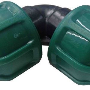 ENLACE CODO DE 90º IGUAL Ø 25X25MM VERDE Y NEGRO DE POLIETILENO