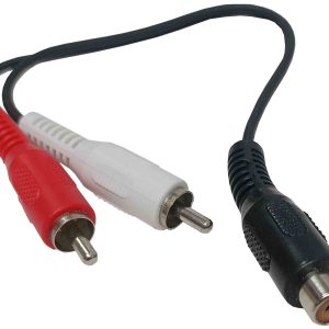 CABLE DE CONEXION DE AUDIO DE 1 RCA HEMBRA A 2 RCA MACHO LONGITUD DE 26 CM