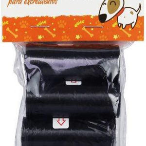 BOLSA NEGRA DE EXCREMENTOS DE PERRO DE 31,5X23CM EN ROLLO EN BLISTER DE 4 ROLLOS X 15 UNIDADES DE MARKET SUPREM 28818