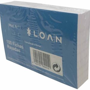 FICHA RAYADA DEL Nº 1 DE 65X95MM EN PACK DE 100 UNIDADES DE LOAN.