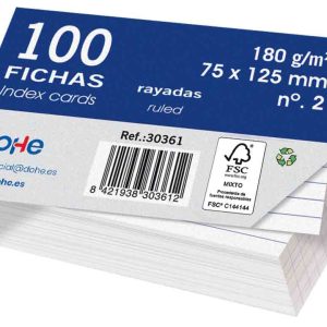 FICHA RAYADA DEL Nº 2 DE 75X125MM EN PACK DE 100 UNIDADES DE DOHE 30361.