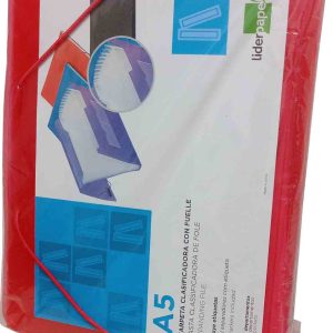 CARPETA CLASIFICADORA DE 4º A5 DE FUELLE CON 13 DEPARTAMENTOS DE POLIPROPILENO DE LIDERPAPEL. PRECIO POR UNIDAD.