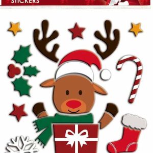 PEGATINAS GEL DE RENO NAVIDEÑO CON REGALO PARA DECORACION NAVIDEÑA DE GLOBAL GIFT 310506.