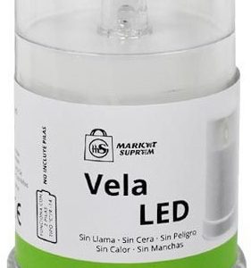 VELA DE LUCES LED A PILAS FIJA BLANCA DE 11CM X Ø 6CM. DE MARKET SUPREM A9687.