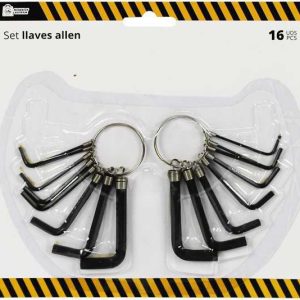 LLAVE ALLEN HEXAGONAL EN SET DE JUEGO 16 PIEZAS DE MARKET SUPREM A9655.