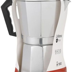 CAFETERA DE ALUMINIO DE 3 TAZAS PARA GAS, VITRO E INDUCCION. DE MARKET SUPREM A8939.