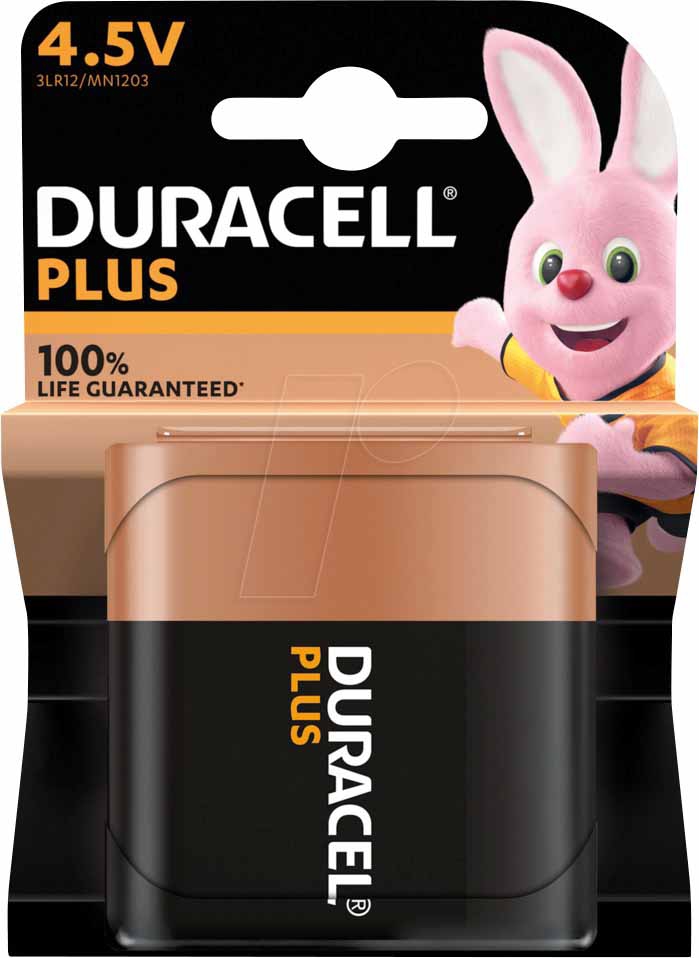 PILA 4.5V 3LR12 DE PETACA ALKALINA DE DURACELL PLUS.