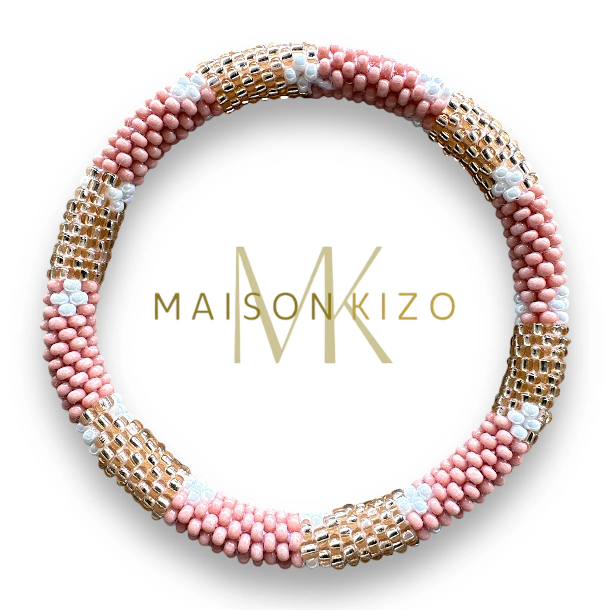 Pulsera nepalí rosa, dorado y flor NC2024-34 - Imagen 2