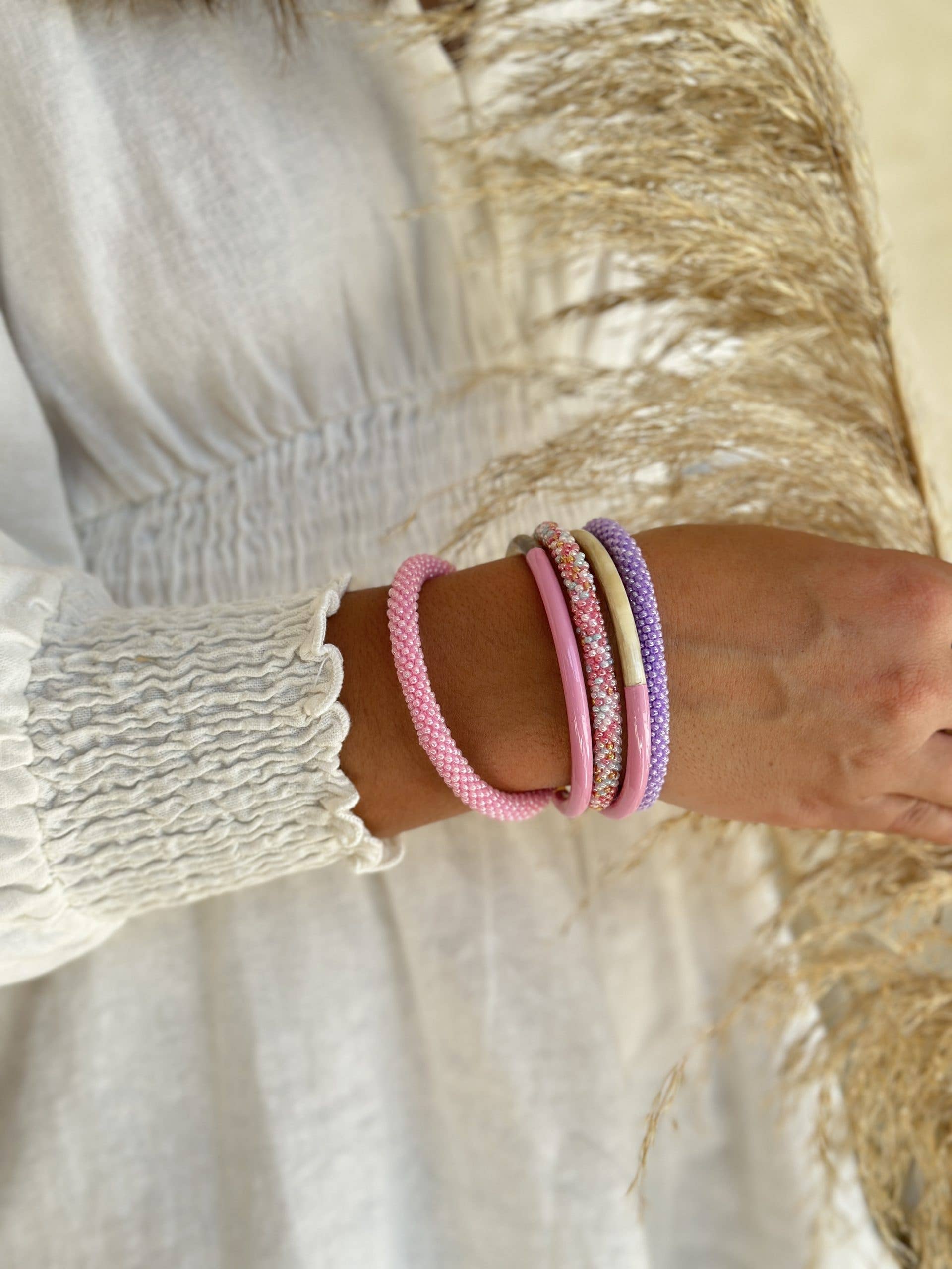 Pulsera nepalí lavanda brillo - Imagen 4