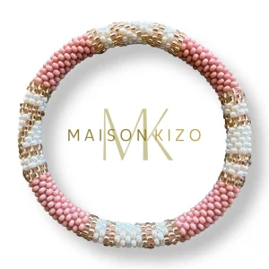 Pulsera nepalí Z rosa-perla-crudo