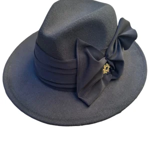 Sombrero Trilby negro ala ancha lazo Alicia Bleye