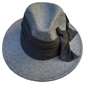 Sombrero Trilby gris ala ancha lazo Alicia Bleye