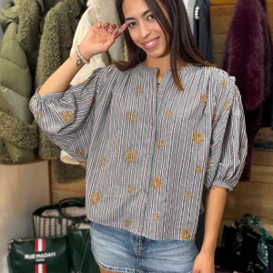 Blusa Arizona rayas gris Orfeo París