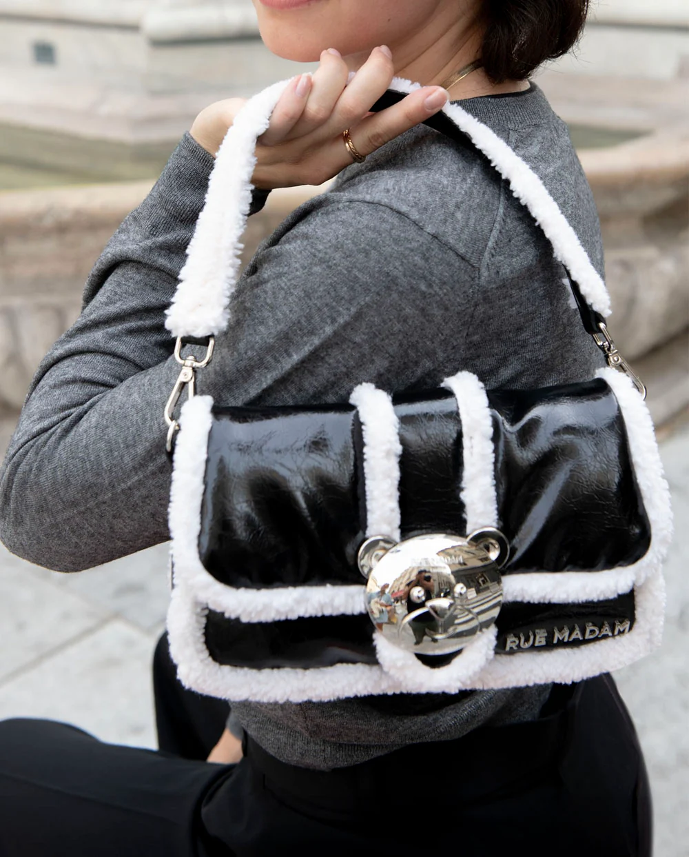 Bolso Teddy It bag negro metalizado Rue Madam Paris