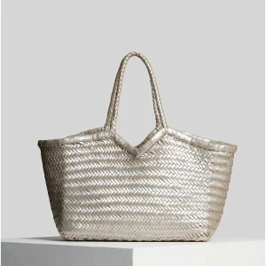 Bolso piel trenzada Plata