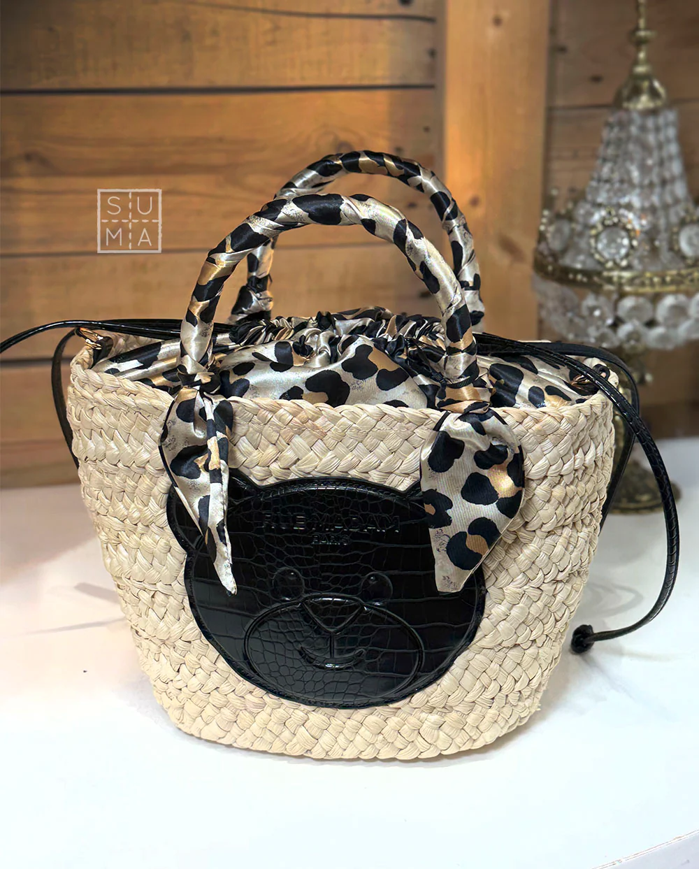 Cesto Amalfi Teddy Leopard negro Rue Madam Paris