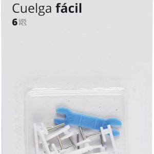 CUELGA FACIL DE 1CM Y 2 PUNTAS EN SET DE 6 UNIDADES. DE MARKET SUPREM 54731.