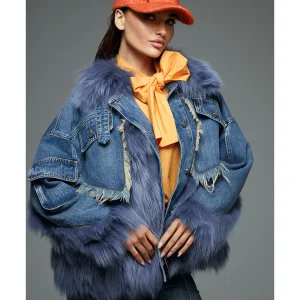 Chaqueta denim azul pelo LeCRUEL
