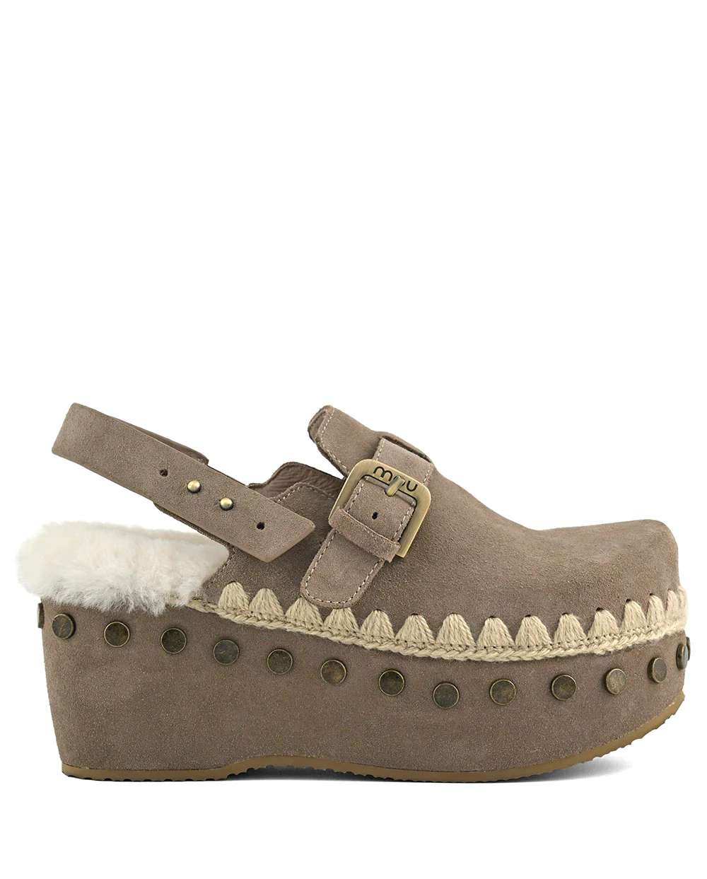 Mou suede clog with back strap gris piedra - Imagen 2