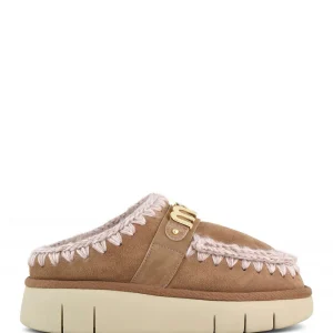 Mou Bounce Clog metal logo pink brown