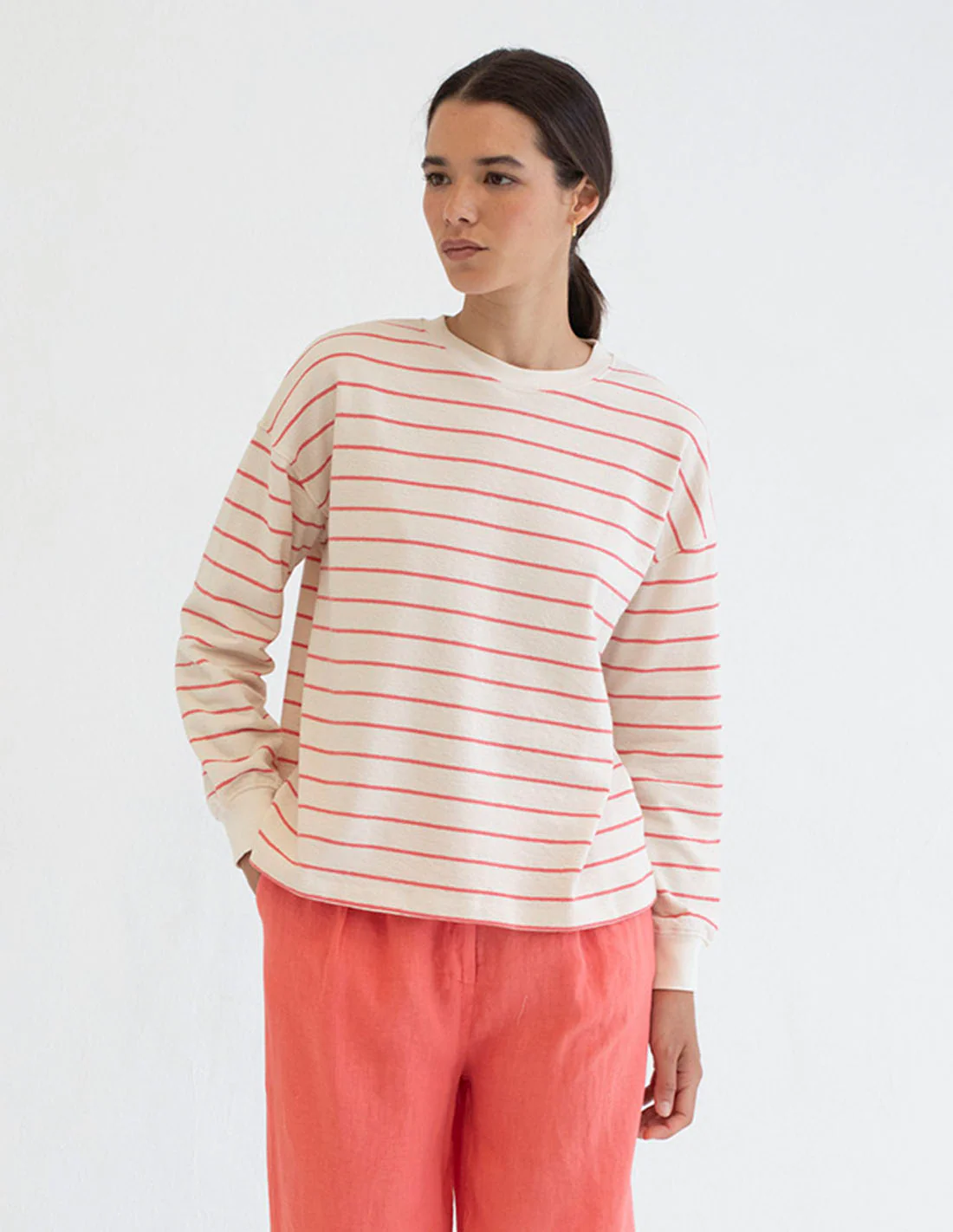Sudadera Bahamas de raya marinera coral Mus & bombón - Imagen 2