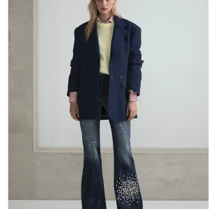 Pantalon denim campana tachas-strass Odi et Amo