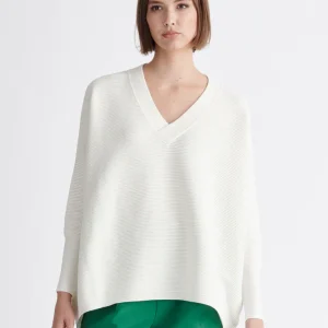 Jersey Canalé cuello pico blanco Paisie London