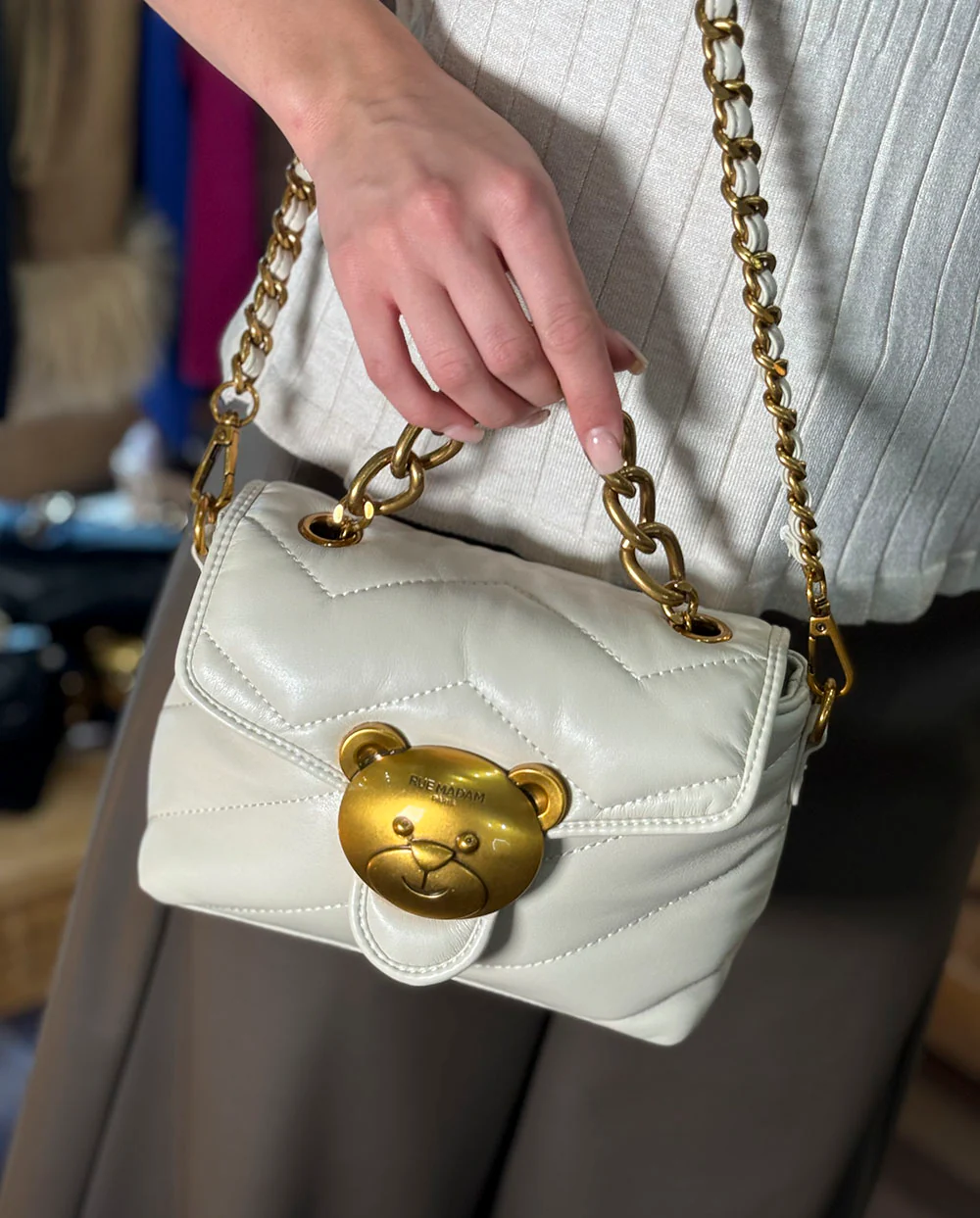 Bolso bandolera Puffy crema XS Rue Madam Paris - Imagen 7