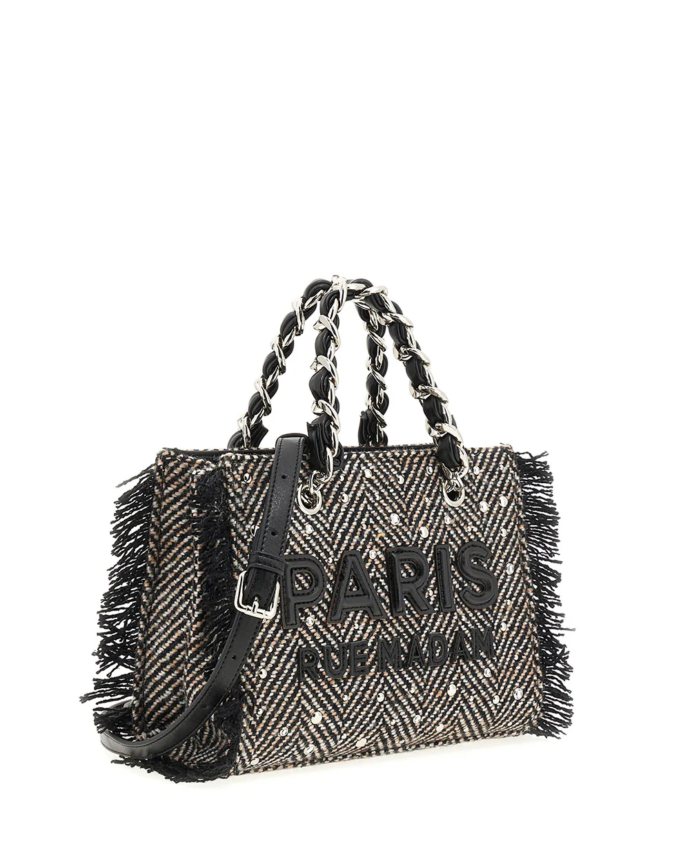 Bolso Mini Tote Harris textura lana negra Rue Madam Paris - Imagen 4