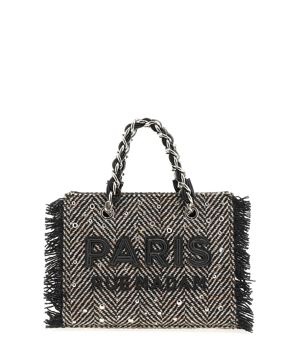 Bolso Mini Tote Harris textura lana negra Rue Madam Paris