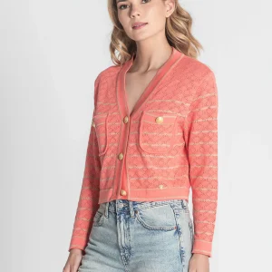 Cardigan a rayas coral Rüga