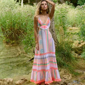 Vestido largo Frida neon cut Piti Cuiti