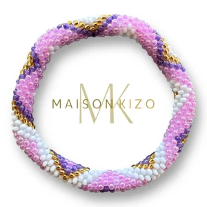 Pulsera nepalí MINI lila y blanco