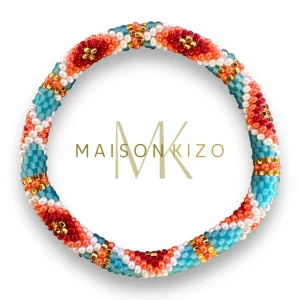 Pulsera nepalí étnica  azul coral