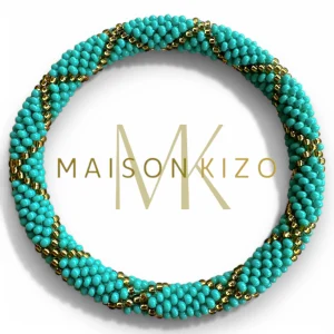 Pulsera turquesa cordón oro