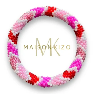Pulsera nepalí MINI rosa palo-fucsia-rojo