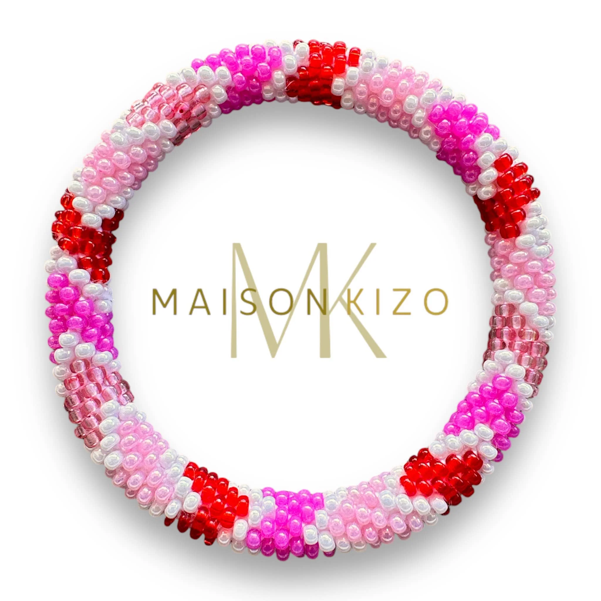 Pulsera nepalí MINI rosa palo-fucsia-rojo