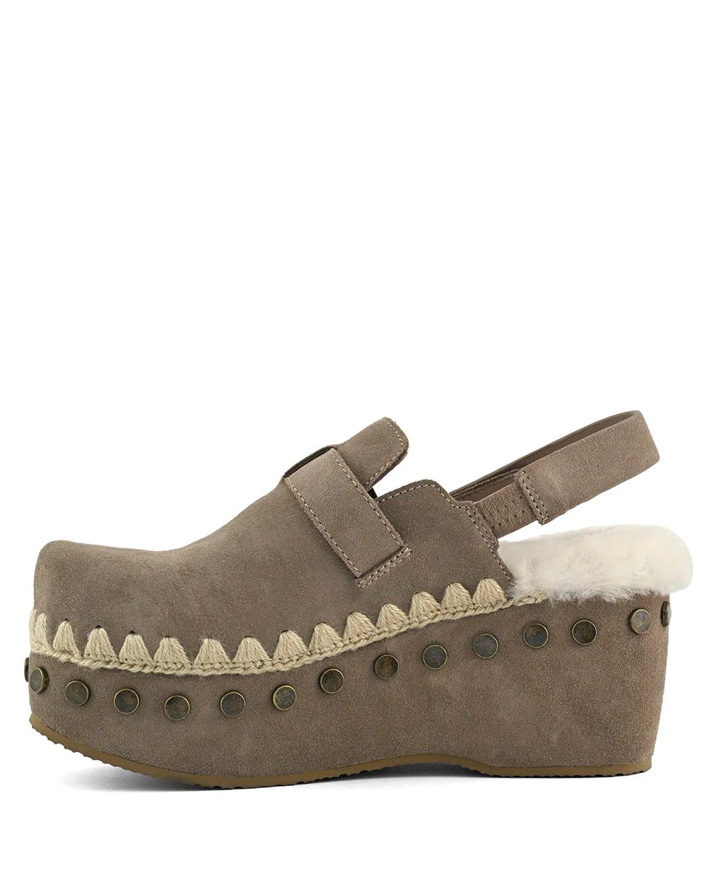 Mou suede clog with back strap gris piedra - Imagen 6