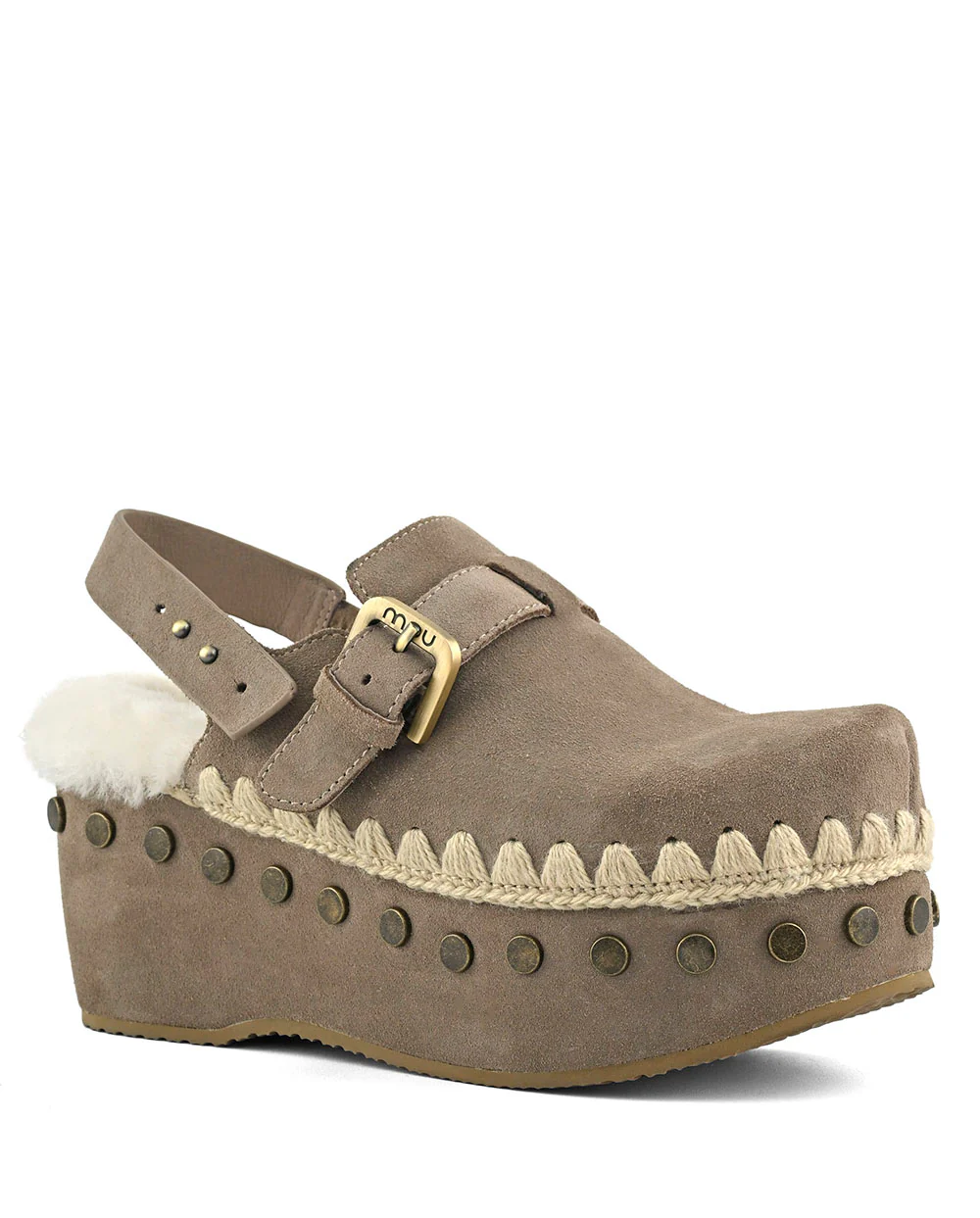 Mou suede clog with back strap gris piedra - Imagen 3