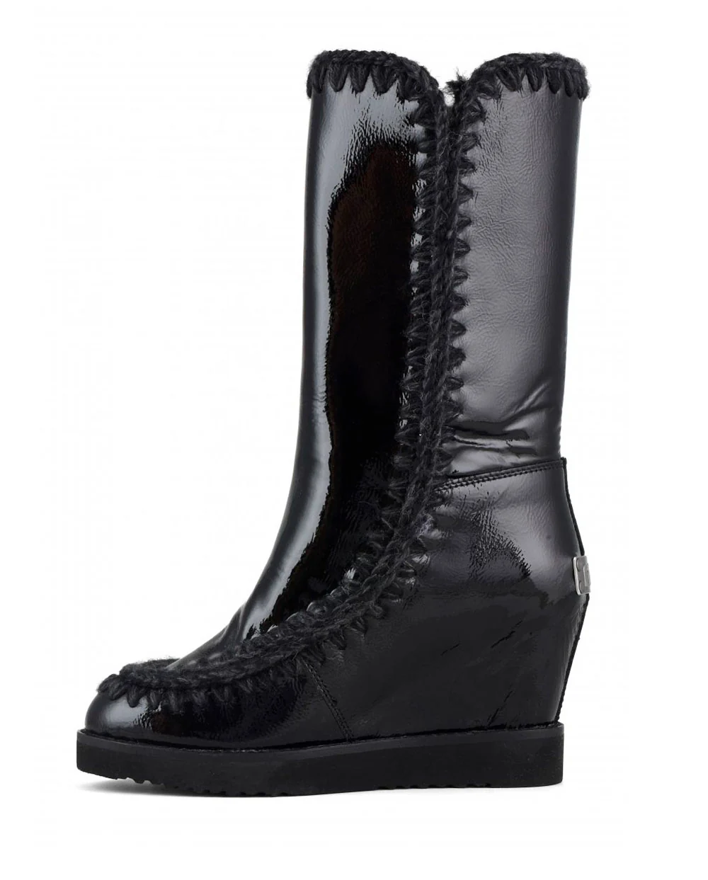 Mou French Toe tall wedge charol negro - Imagen 7